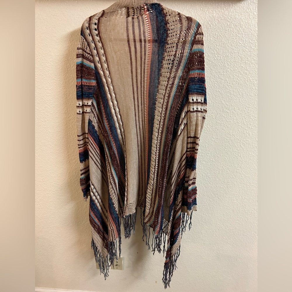 Crocheted Fringe Boho Open Front Duster/Cardigan … - image 3